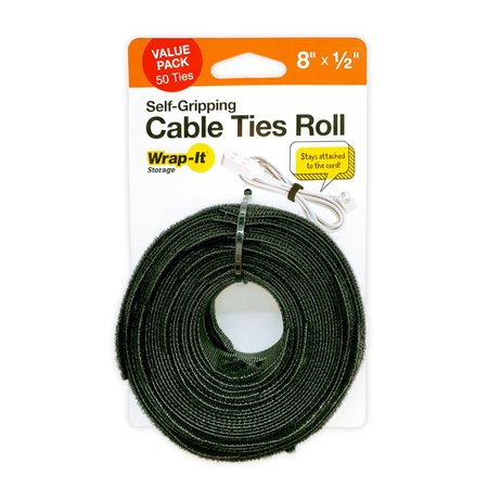 WRAP-IT 8 in. L Black Nylon Cable Ties Roll 450-CTR-8BL